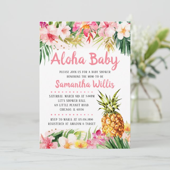 Invitation Baby shower ananas (Debout devant)