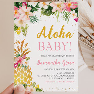 Invitation Baby Shower Ananas Rose Floral