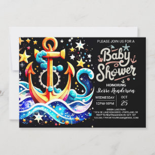 Invitation Baby shower Ancre Boho Ahoy