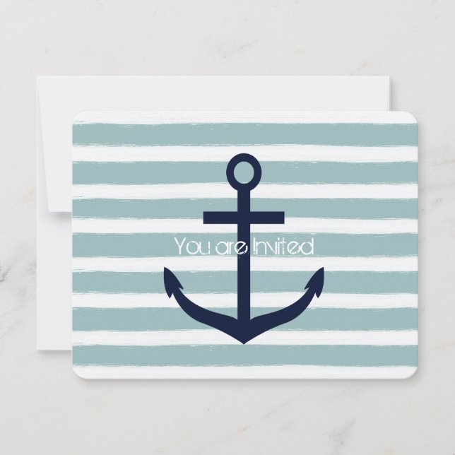 Invitation Baby shower Ancre Nautique à pointes (Devant)