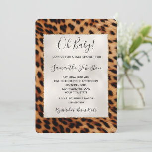 Invitation Baby shower animal Brown Safari Leopard