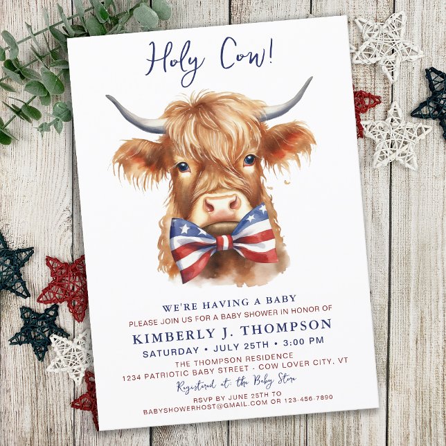 Invitation Baby shower animal de ferme de vache de Highland P (Créateur téléchargé)