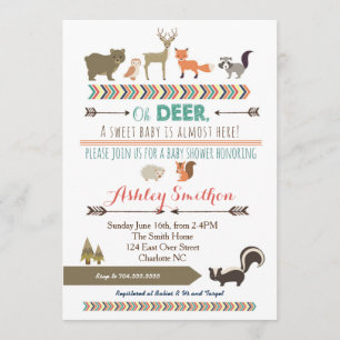 Invitation Baby shower animal de forêt