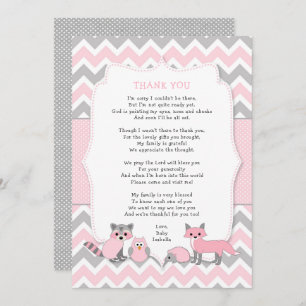 Invitation baby shower animal de forêt rose merci