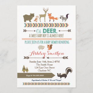 Invitation Baby shower animal de la forêt