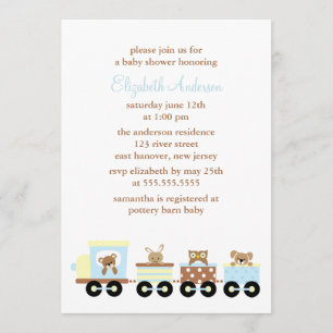 Invitation Baby shower animal de train de jouet