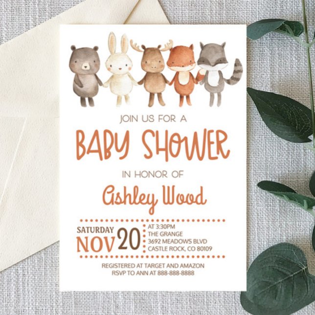 Invitation Baby shower animal forestier (Créateur téléchargé)