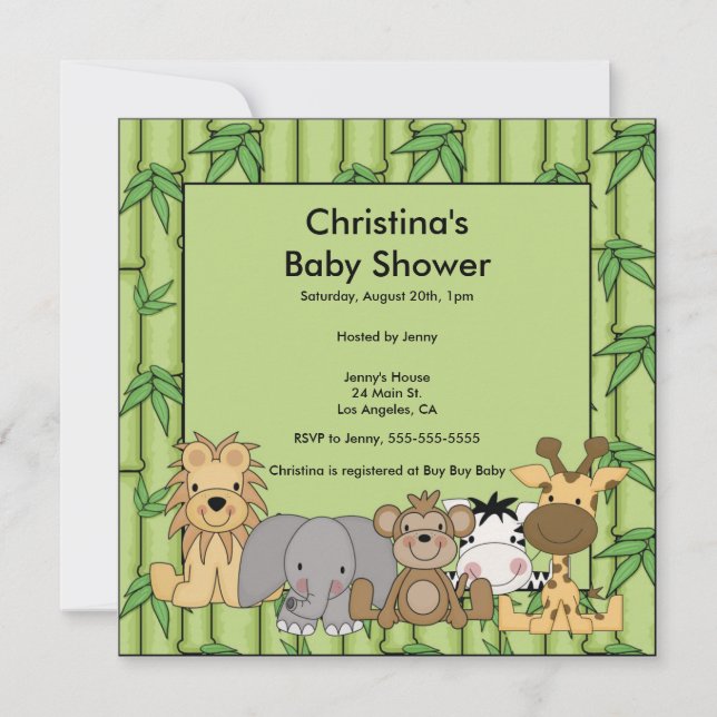 Invitation Baby shower animal Jungle (Devant)