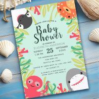 Invitation Baby shower animal marin mou