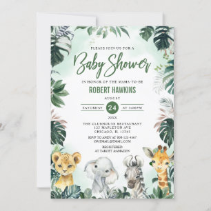 Invitation Baby shower animal sauvage de la Jungle tropicale 