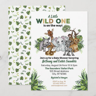 Invitation Baby shower animalier Wild One Safari