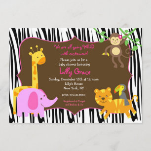 Invitation Baby shower animalier Zebra Print Jungle