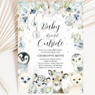 Invitation Baby Shower Animaux Arctiques d'Hiver