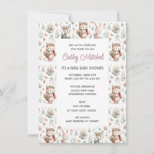 Invitation Baby Shower Animaux de la Forêt 