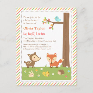 Invitation Baby Shower Animaux de la Forêt Colorés