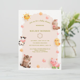 Invitation Baby Shower Animaux de la Forêt de Bois