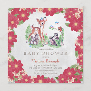 Invitation Baby Shower Animaux de la Forêt Vintage
