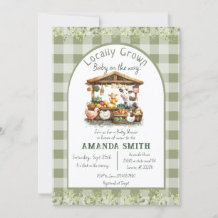 Invitation Baby shower Animaux En vichy cultivés localement