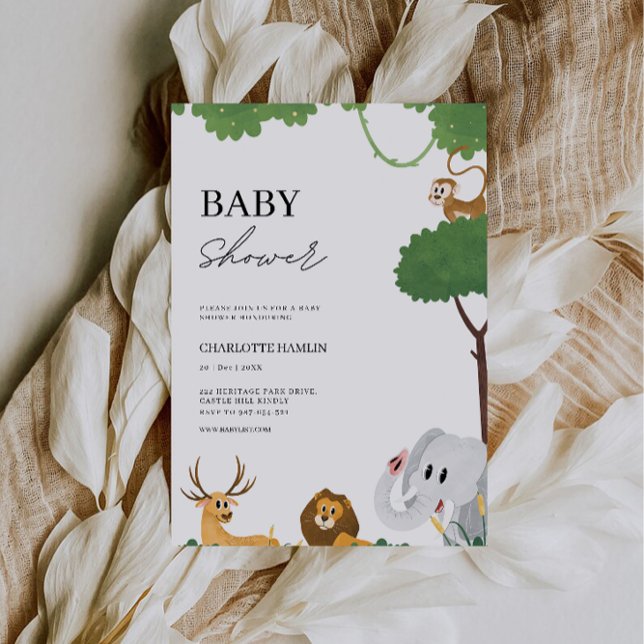Invitation Baby shower Animaux mariages (Wedding Animals Baby Shower Invitation)
