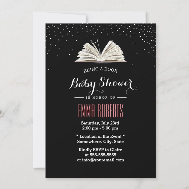 Invitation Baby shower Apporter une demande de livre Points C (Devant)