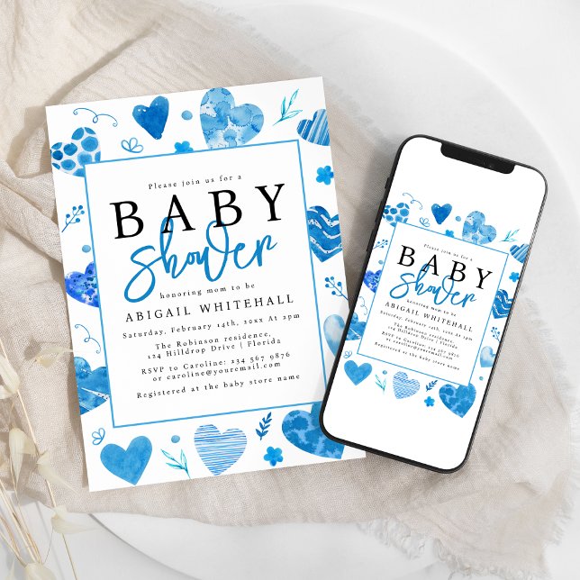 Invitation Baby shower Aquarelle (Créateur téléchargé)