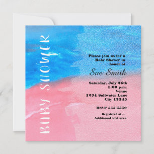 Invitation Baby Shower Aquarelle Bleu et Rose