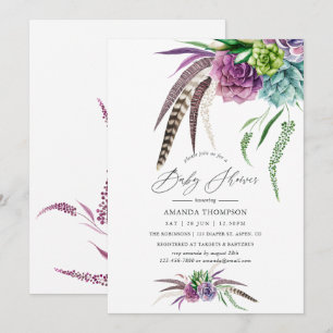 Invitation Baby Shower aquarelle bohème mystique