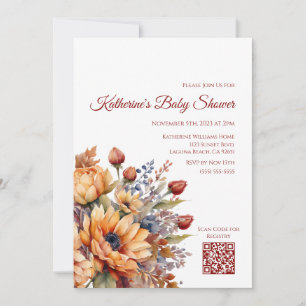 Invitation Baby shower-Aquarelle Fleurs de chute