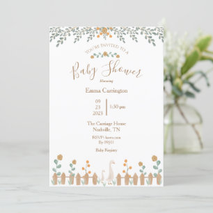 Invitation Baby shower Aquarelle Floral Script