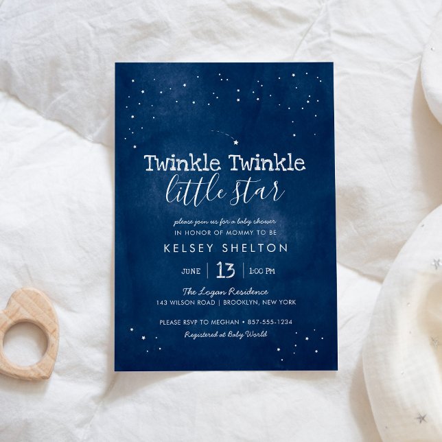 Invitation Baby shower Aquarelle Twinkle Little Star (Créateur téléchargé)
