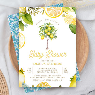 Invitation Baby Shower Arbre Citron Citrus Rustique