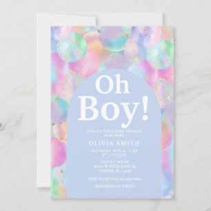 Invitation Baby shower Arc bleu arc-en-ciel
