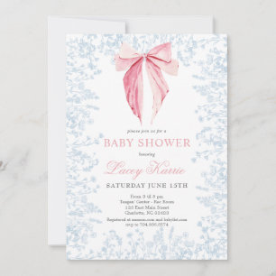 Invitation Baby shower arc bleu et rose