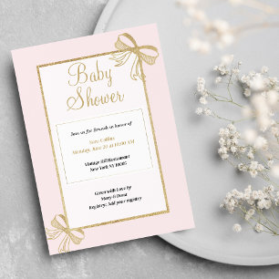Invitation Baby shower arc de parties scintillant en or rose 