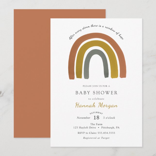 Invitation Baby shower arc-en-ciel (Devant / Derrière)