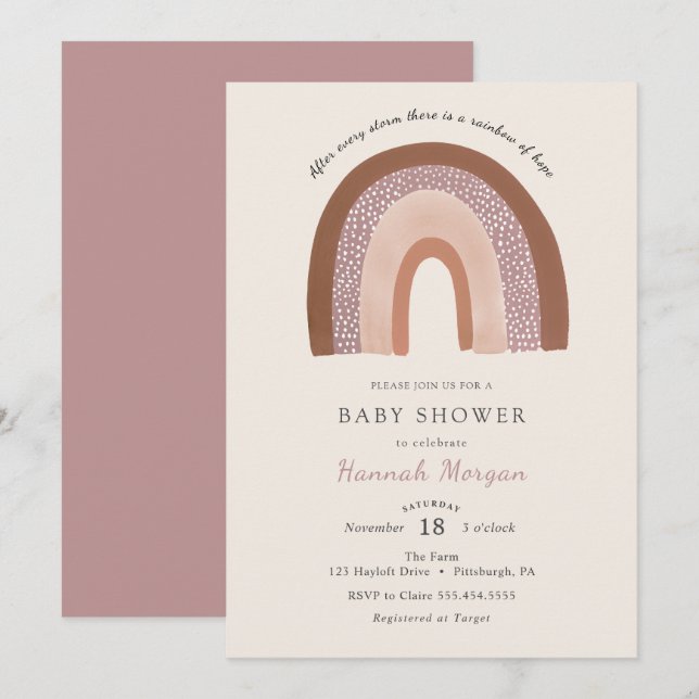 Invitation Baby shower arc-en-ciel (Devant / Derrière)