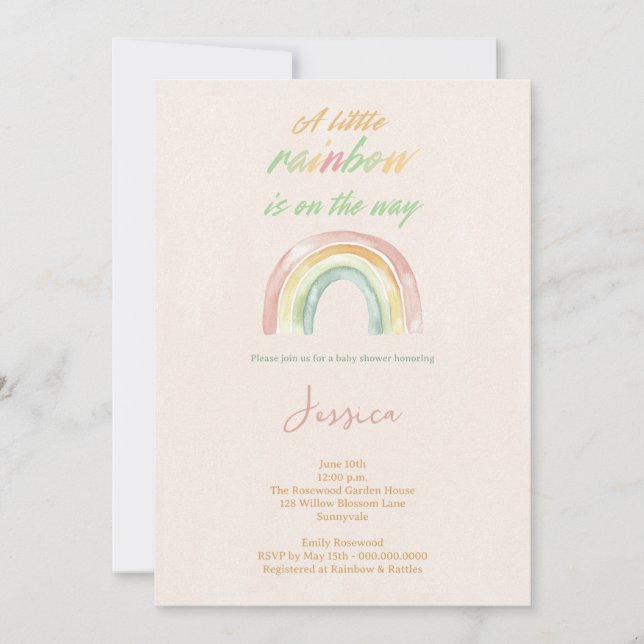 Invitation Baby shower arc-en-ciel (Devant)