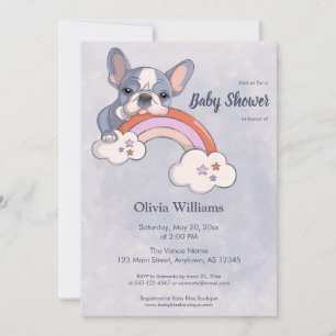 Invitation Baby shower Arc-en-ciel à Chien-Chien-Chien mignon