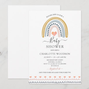 Invitation Baby shower arc-en-ciel aquarelle