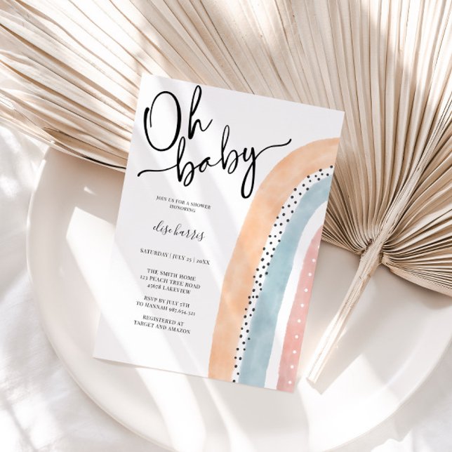 Invitation Baby shower arc-en-ciel aquarelle (Créateur téléchargé)