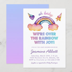 Invitation Baby shower arc-en-ciel Aquarelle neutre pour le g