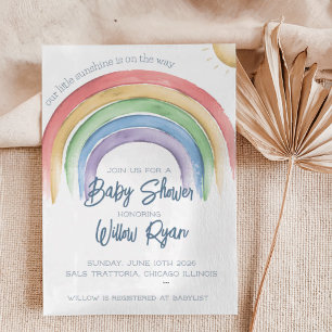 Invitation Baby shower arc-en-ciel aquarelle Sex