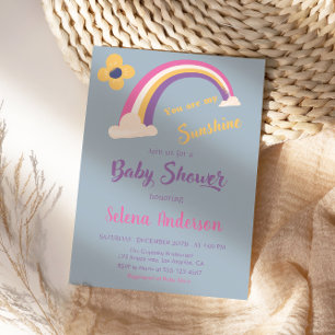 Invitation Baby shower arc-en-ciel bleu "Vous êtes mon soleil