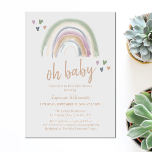 Invitation  Baby Shower Arc-en-ciel Bohème Subtil 