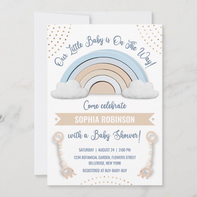 Invitation Baby shower arc-en-ciel Boho (Devant)