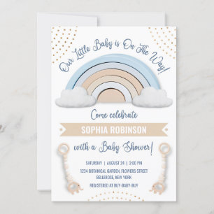 Invitation Baby shower arc-en-ciel Boho
