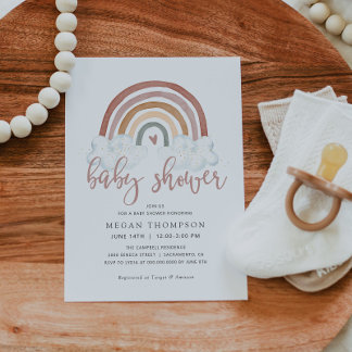 Invitation Baby shower arc-en-ciel Boho