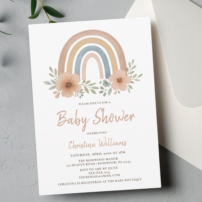 Invitation Baby shower arc-en-ciel Boho (Créateur téléchargé)