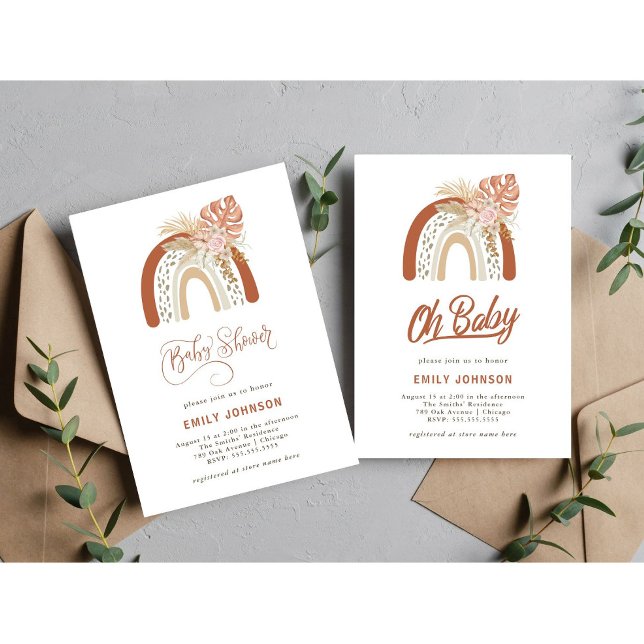 Invitation Baby shower arc-en-ciel Boho (Créateur téléchargé)