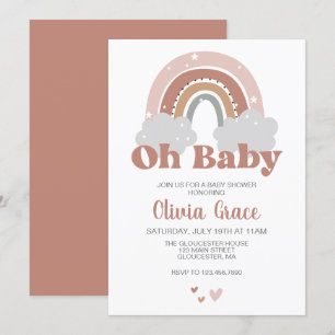 Invitation Baby shower arc-en-ciel Boho